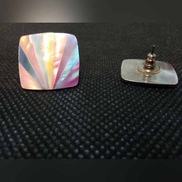 Color Burst Earrings , Multi Colored With Stud Post , Safety Back - Picture 5 of 10